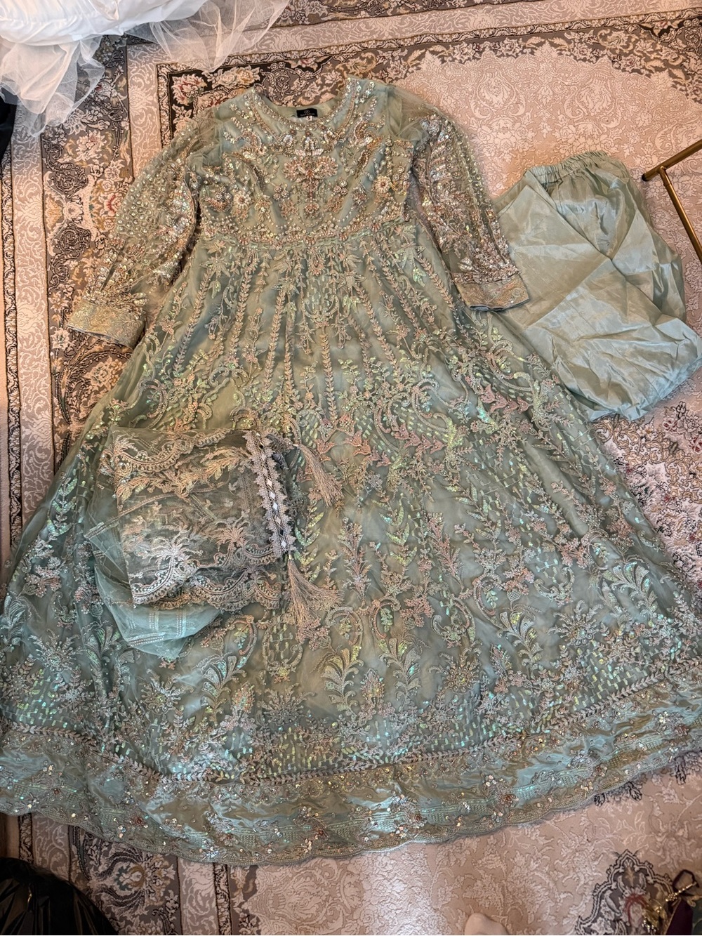 Mint Indian/ Desi Set Beaded Designer Suit